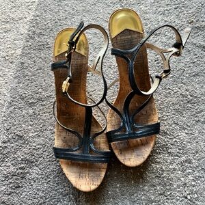 Michael Kors Blue Strappy Wedge Heels